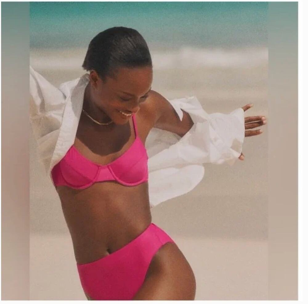 J Crew High Rise Full Coverage Bikini Bottom XS NWT Fuchsia Pink Swim BM642